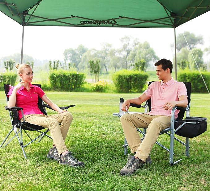 KingCamp XXL Oversized Directors Chair with Side Table Folding Camping Chairs Heavy Duty 600lbs with Cooler Bag Portable Camp Chair with Wide Seat for Hiking Fishing Lawn Outdoor and Sports