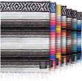 Hydration Nation Authentic Extra Large Mexican Blanket (70x50) - Handwoven Yoga Serape- Artisanal Falsa Beach Camping Picnic Outdoor(Gray)