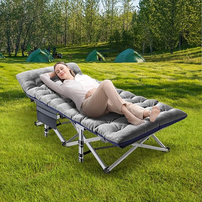 Barbella Folding Camping Cot 2 Pack Folding Cot Camping Cots for Adults Portable Sleeping Cot with Mattress Foldable Outdoor Bed Camp Cots Guest Bed with Carry Bag for Home Office &amp Outdoor Use