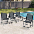 Crestlive Products Patio Folding Chairs Set of 4 Foldable Outdoor Chairs with Durable Rust-Resistant Frame and Breathable Textilene Material for Outside Black