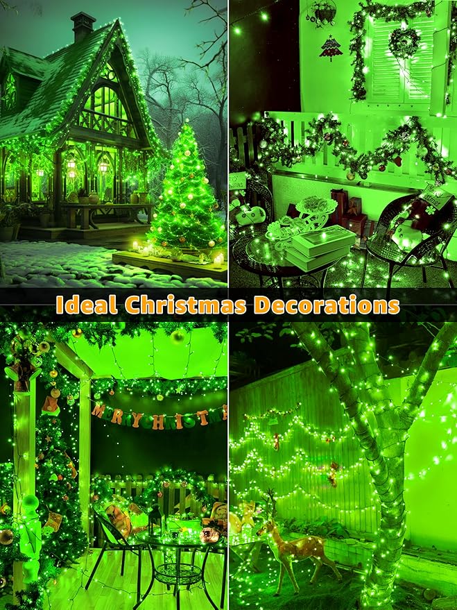 500 LED 164 FT Christmas Lights Waterproof Outdoor String Lights with Remote and Timer Christmas Tree Lights with 8 Modes Dimmable Fairy Lights for Holiday Decor (Green)