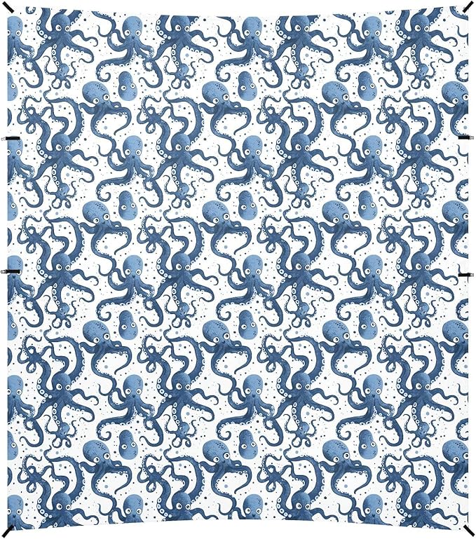ALAZA Octopus Polka Dots Beach Tent Sun Shelter UPF50+ Protection Beach Shade Canopy w/ 4 Sandbags for Outdoor Camping Fishing Backyard Fun Picnic 10x9 ft