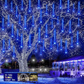 Christmas Lights Outdoors 32 Tubes(Equivalent to 4 Sets of 8-Tubes) Meteor Shower Rain Lights - Blue lcicle Christmas Light Outdoor for Xmas Tree Wedding Party Holiday House Yard Decor UL Plug