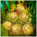 Honoson Solar Globe Lights Outdoor - Waterproof Cracked Glass Balls for Garden Patio Lawn &amp Yard Warm White Solar LED Lights with Easy Installation &amp Durable Design(3.9 Inch6 Pieces)