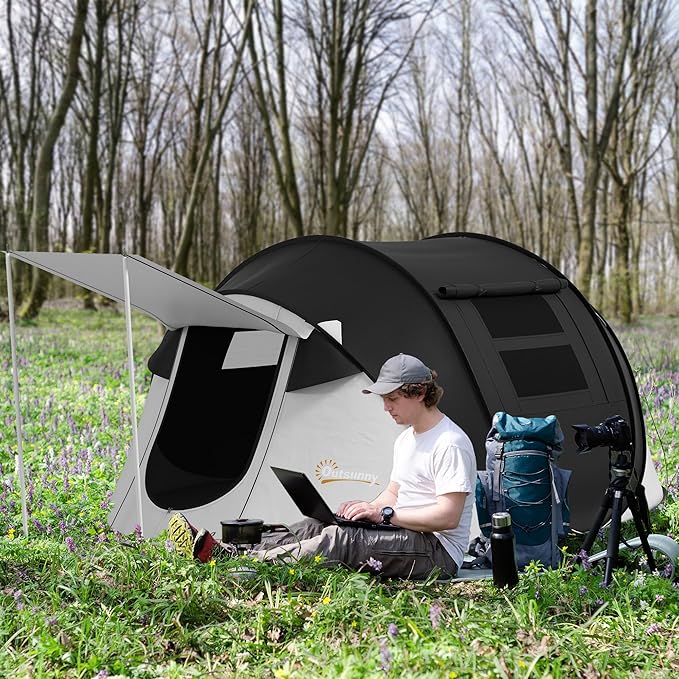 Outsunny Large Camping Tent with 10 Person Floorspace Rain Cover &amp Breathable Mesh Roof Cabin Tent 8 Person Size Big Family Tent Camping Accessory