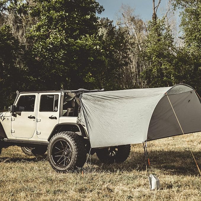 Trail Gear Oasis 2-in-1 Rain Cover &amp Tailgate Shade for Jeep Wrangler – Waterproof Easy Setup Fits 2-Door &amp 4-Door Models
