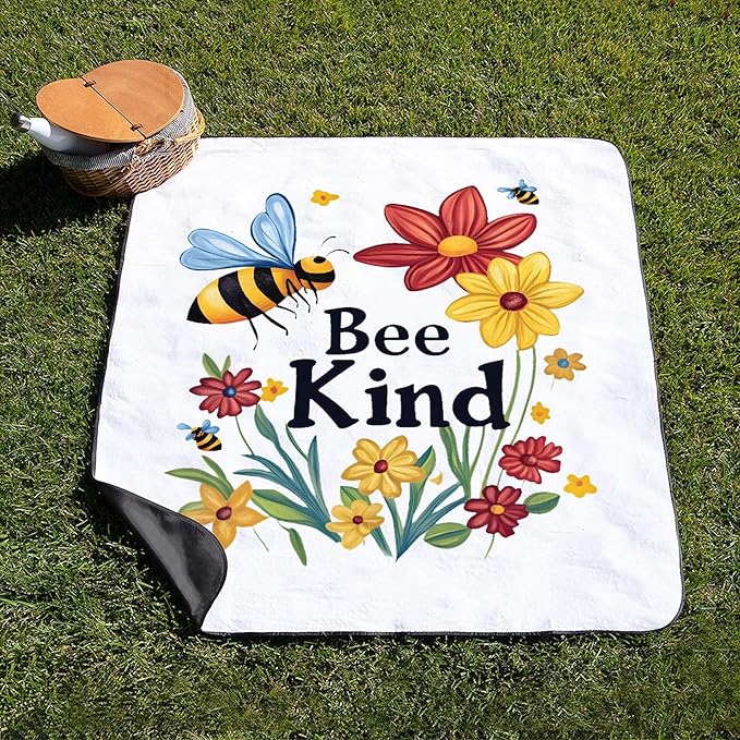 CafePress Bee Kind 50 x 60 Water-Resistant Outdoor Blanket