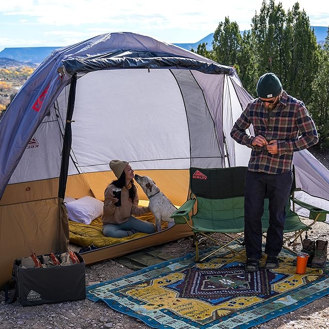 Kelty Caboose 4P Tent and Vehicle Awning Shelter Universal Attachment for Vans Trucks SUVs Standing Height Door Massive Vestibule Fully Freestanding Designed in Sunny Colorado (2023)
