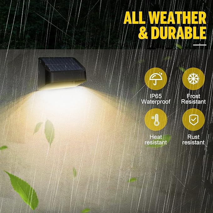 Solar Lights Outdoor RGB 8 Colors Dusk to Dawn Deck Light Solar Deck Lights for Outside IP65 Waterproof Backyard/Railing/Wall/Step/Patio/Fence(8 PackBlack)