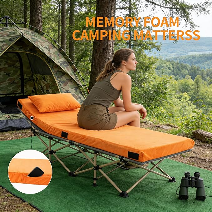 3 Inch Memory Foam Camping Mattress Pad Dual Layer Thick Sleeping Camp Mat for Sleepover Car Tent Portable Roll Up Mattress for Adults with Travel Bag