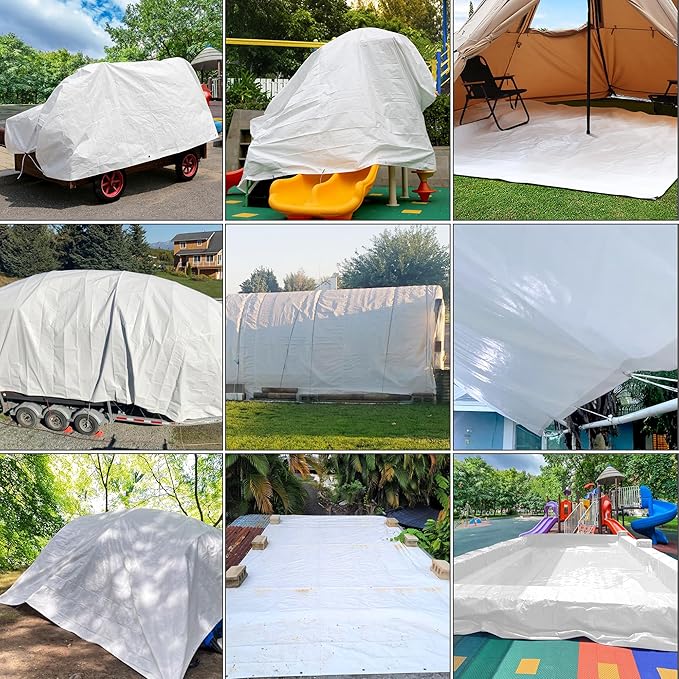 STARPYNG-7 Mil White 20x25 Feet Tarp-Multifunctional White Waterproof Tarpaulin-Waterproof UV Resistant Rip and Tear Resistant Poly Tarpaulin with Reinforced Edges for Cover