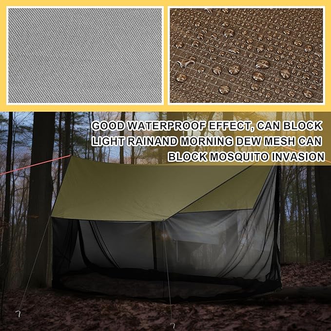 Screen House for Hammock Backpacking Hammock Tent with Mosquito Net Portable Waterproof Bug Screen Tent for Canoe Picnics Hiking Camping Beach Backyards Outdoor in Summer