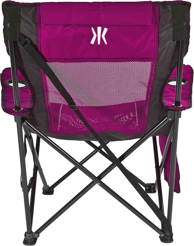 Kijaro Sling Folding Camping Chair - Enjoy The Outdoors in This Outdoor Chair with a Built-in Cup Holders and Side Organizer OR Side Cooler - Includes a Detachable Pillow