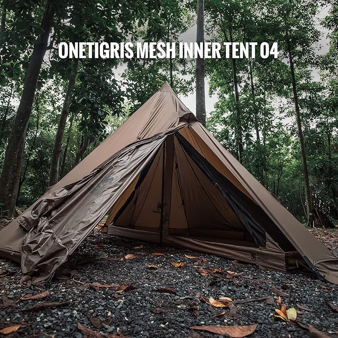 OneTigris Rock Fortress Hot Tent with Stove Jack 4 Season 4-6 Person Tipi for Camping Backpacking Hunting Fishing - Waterproof Wind-Proof