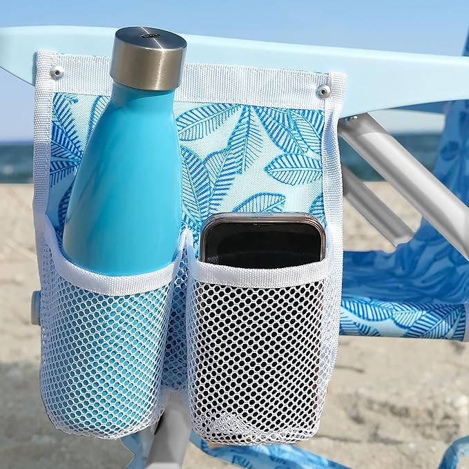 Nautica Backpack Beach Chair – 5 Position Reclining Portable Folding Beach Chair for Adults with Padded Pillow Headrest Insulated Cooler Bag Double Cup Holders Outdoor Folding Chair 300lb