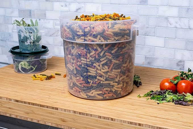 Carlisle FoodService Products Storplus Round Food Storage Container with Stackable Design for Catering Buffets Restaurants Polypropylene (Pp) 18 Quart Clear