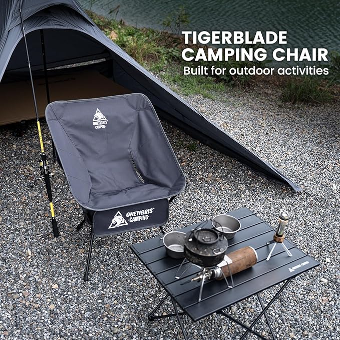ONETIGRIS Tigerblade Camping Chair Lightweight Folding Backpacking Hiking Chair Compact Portable 330 lbs Capacity