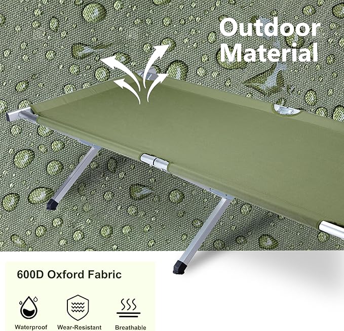 Outvita Folding Camping Cot Sleeping Bed with Carry Bag Lightweight Portable Cots for Travel Fishing Hiking and Outdoor Activities