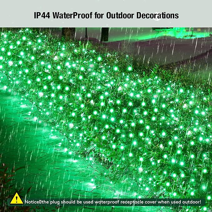 Led Green Christmas Net Lights Outdoor Christmas Bushes Lights 120Led 6ftx5ft Connectable Outdoor Indoor Mesh Net Lighting for Xmas Holiday Garden Lawn Shrubs Trees Bushes Decorations