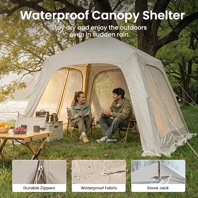 ABORON 2/6/8/10/12 Person Inflatable Camping Tent Easy Setup Blow Up Tent with Hand Pump PU3000mm Waterproof &amp Breathable 4 Season Glamping Tent for Outdoor Camping