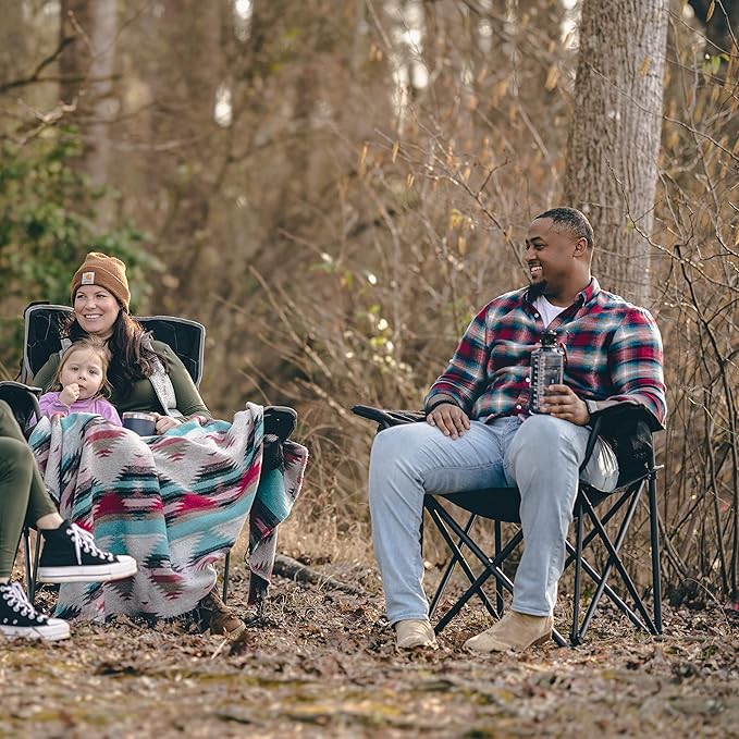 SUNNYFEEL XXL Oversized Camping Chair Heavy Duty 800 LBS for Big Tall People Padded Portable Folding Quad Lawn Chairs with Armrest Cup Holder &amp Pocket for Outdoor/Travel/Picnic/Camp/Sports