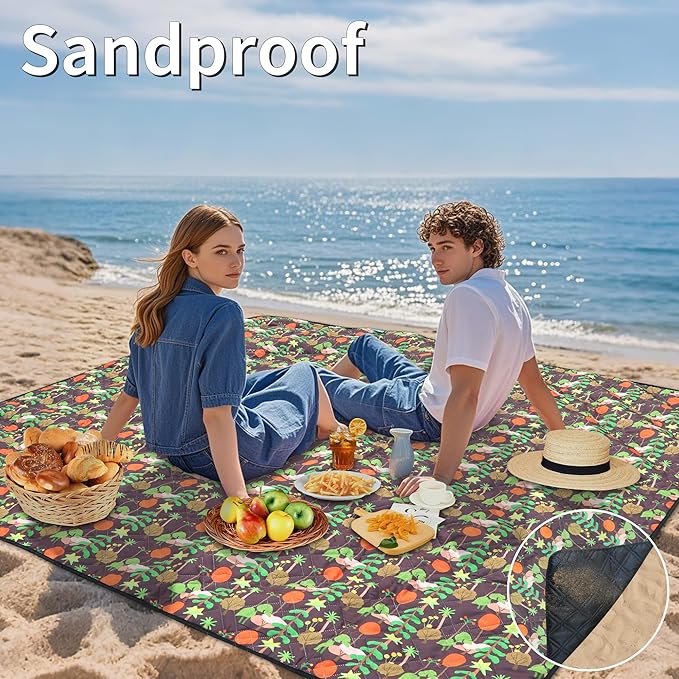 Outdoor Picnic Blanket Brown Tree 60x80 Sandproof Beach Blanket Waterproof Picnic Blankets Foldable for Caming Beach Outdoor Activities.