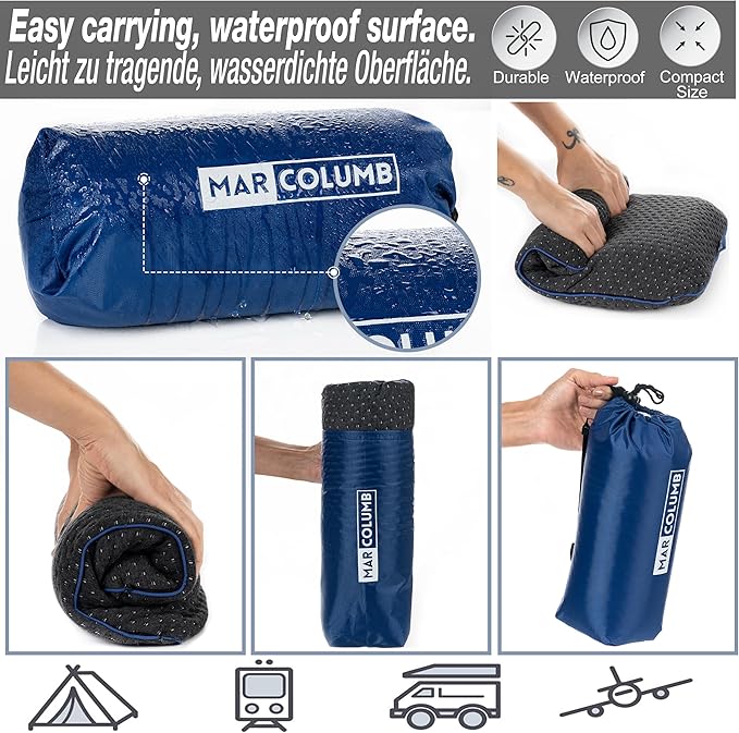 Travel &amp Camping Comfortable Memory Foam Pillow – Easy to Carry Portable Bag – Temperature Regulating Pillow Case - Perfect for Travelling (Grey)