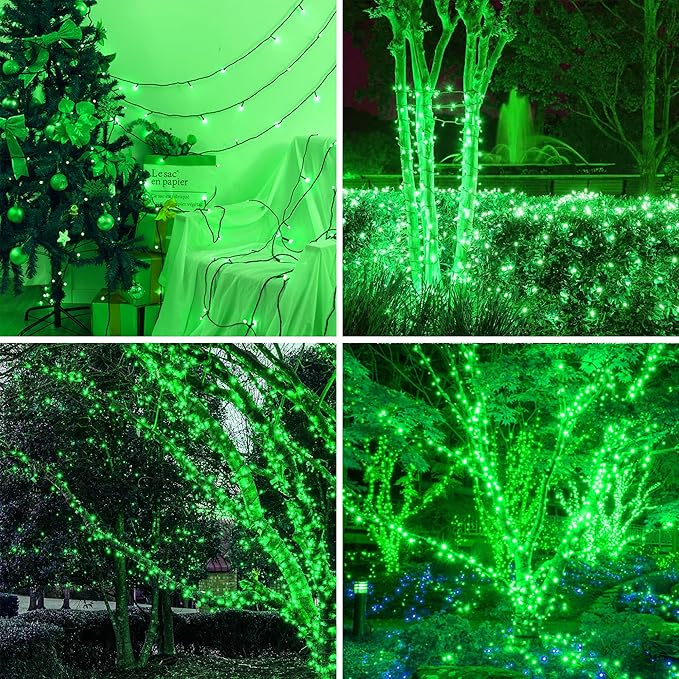 kemooie 500 LED Green St. Patrick's Day Lights 164 FT 8 Lighting Mode with Memory Plug in Waterproof Fairy Lights for Outdoor Birthday Christmas Wedding Party Garden Balcony Decorations (Green)