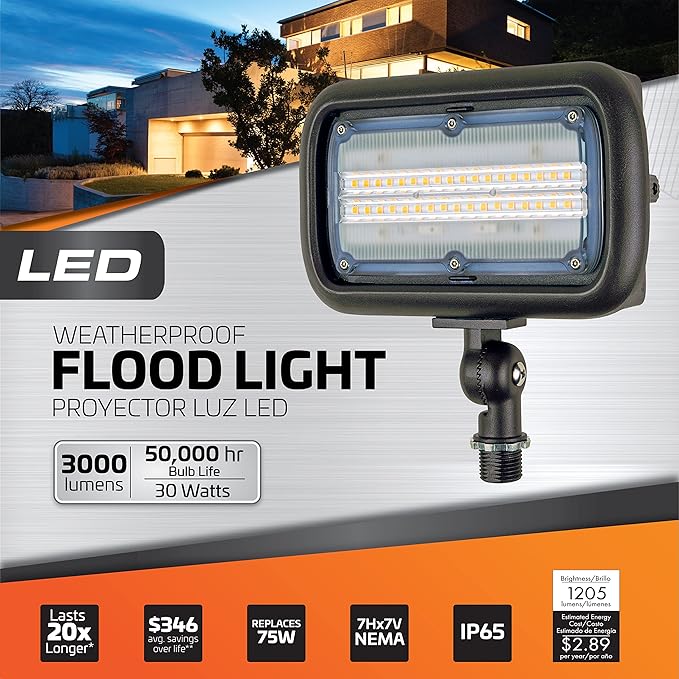 Newhouse Lighting WW30BRZ 30-Watt Outdoor LED Wall Wash Flood Light Weatherproof Bronze