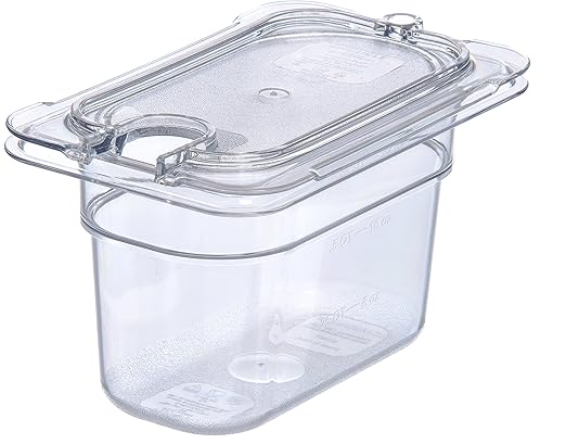 Carlisle FoodService Products 10337U07 StorPlus Ninth Size Polycarbonate Universal Flat Surface Notched Food Pan Lid Clear (Pack of 6)