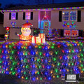YEGUO Net Lights Outdoor Mesh Lights 12ft x 5ft 360 LED Multicolor Christmas Light Outdoor Waterproof 8 Modes Connectable Clear Wire Bush Light Plug in