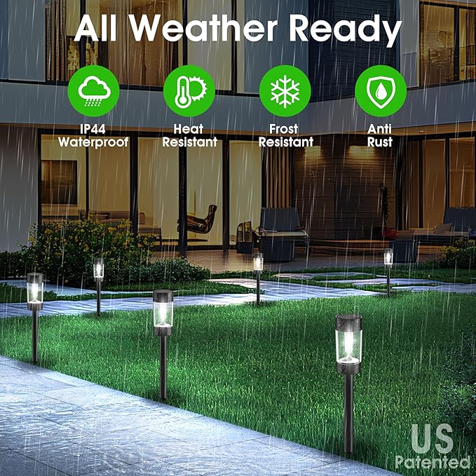 Solar Lights Outdoor 12 Pack Waterproof Solar Landscape Lighting for Pathway Garden Yard Path Walkway Driveway Lawn Patio Outside Decor Cool White