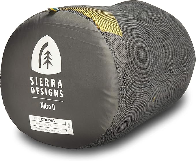 Sierra Designs Nitro 0 Degree 800 Fill DriDown Sleeping Bag - Ultralight Down Sleeping Bag for Backpacking and Camping for Men &amp Women
