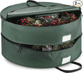 ZOBER Christmas Wreath Storage Container 36 Inch - Wreath Bag Fits 2 Wreaths Box - 600D Oxford Fabric - Interior Compartment for Storing Garlands Wreaths Storage Bag W Strong Durable Handles - Green