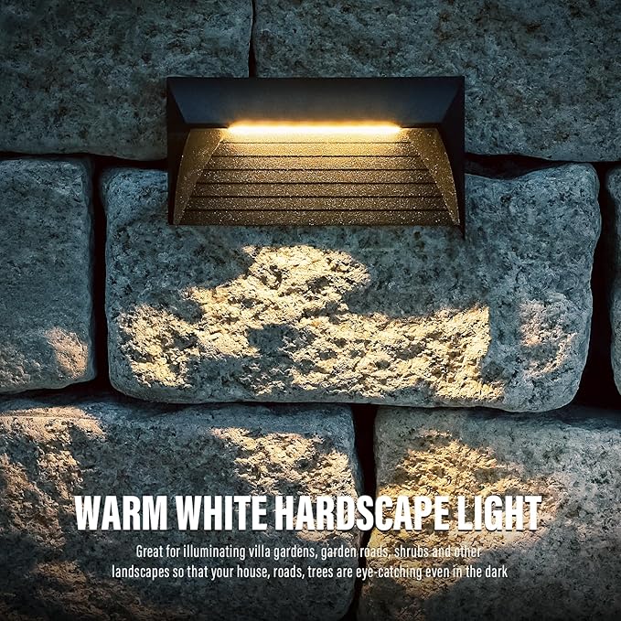 VENUS MANUFACTURING 2W Low Voltage Deck Lights LED Outdoor Stair Lights 3000K 12V Wired Step Lighting Die-cast Aluminum for Fence Yard Patio and Pathway (12Pack)