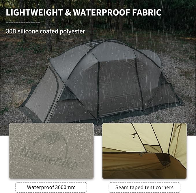 Naturehike Massif Hot Tent with Stove Jack Waterproof Windproof 4 Season Tent 2/4 Person Cold Weather Winter Tents for Camping