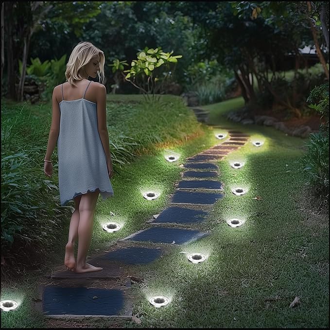 INCX Solar Ground Lights16 Pack Solar Lights Outdoor Waterproof Solar Garden Lights Landscape Lighting for Patio Pathway Lawn Yard Deck Driveway Walkway Cold White