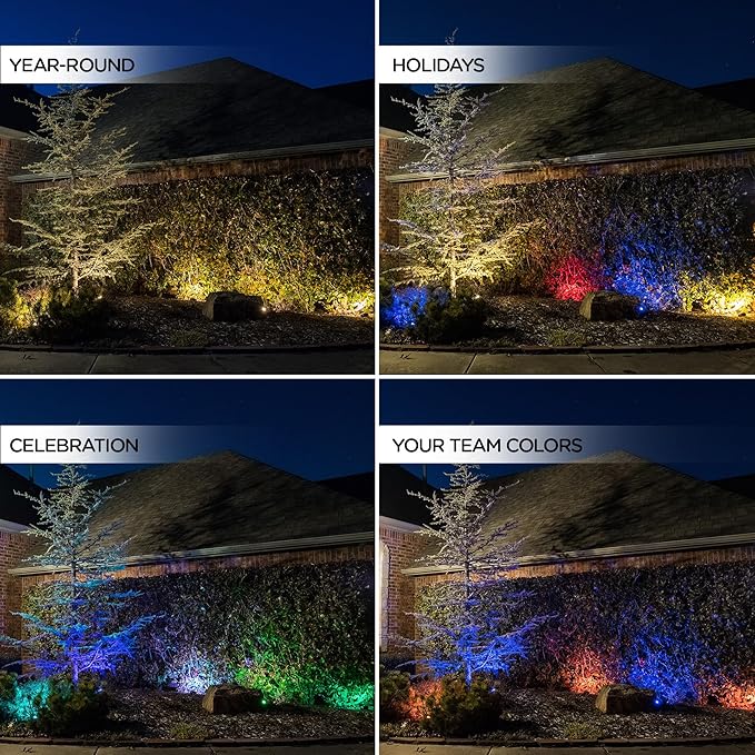 Enbrighten LED Ground Lights 6 Path Lights 40ft Color Changing Remote Control Outdoor Path Lighting Landscape Lighting for Yard Garden Patio Walkway 56067-S1