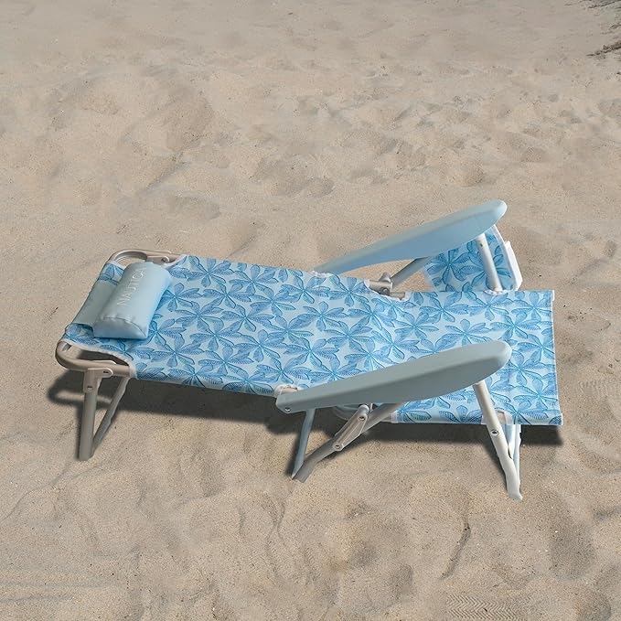 Nautica Backpack Beach Chair – 5 Position Reclining Portable Folding Beach Chair for Adults with Padded Pillow Headrest Insulated Cooler Bag Double Cup Holders Outdoor Folding Chair 300lb