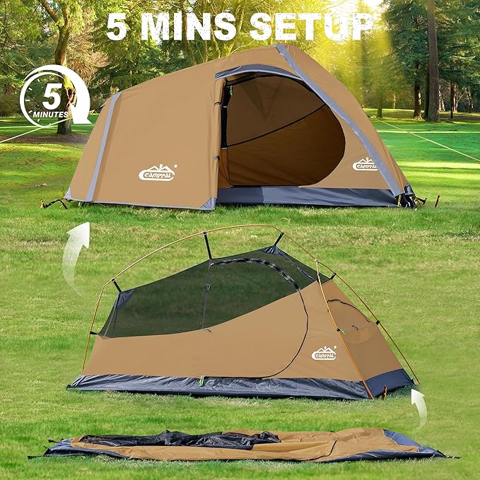 1 Person Backpacking Tent Waterproof Windproof Single Person Tent Lighweight Compact One Person Tent for Camping Hiking