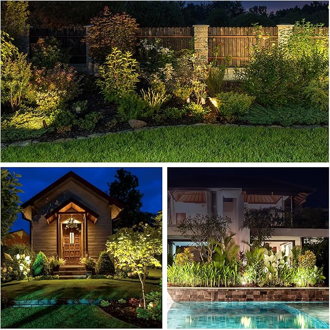 GKOLED Low Voltage Solid Brass LED Spotlight with MR8 Bulb Outdoor Waterproof Landscape Lighting Adjustable Uplights with Stake for House Garden Trees Lawn Patio Yard Fence 3W 12V 180LM 2700K