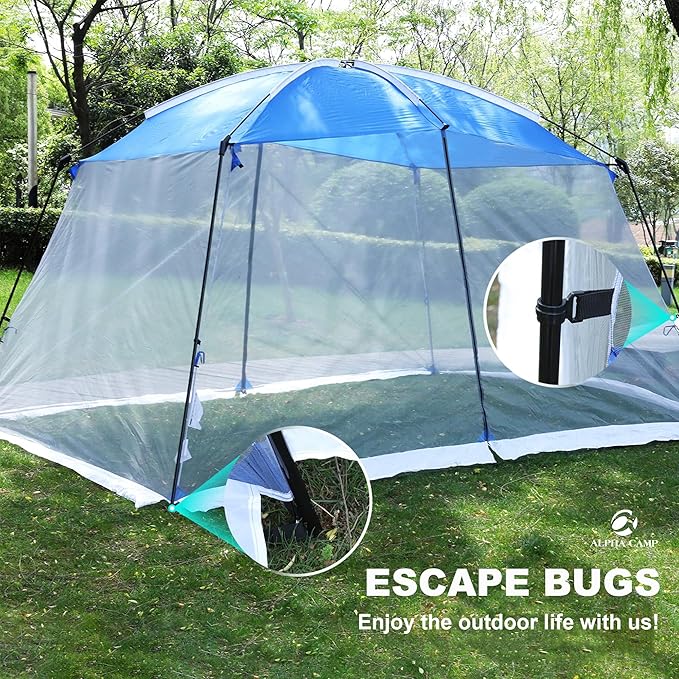 ALPHA CAMP 13 x 9 Ft Screen Tent Screen House Room Camping Tent Outdoor Mesh Net Wall Camping Canopy Sun Shade Tent Shelter Gazebos for Backyard Patios Outdoor Beach Camping Hiking Parties Activities