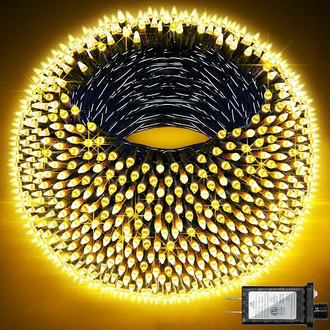 750 LED 240FT Christmas Lights Outdoor12 Lighting Modes Christmas String Lights with Timer Dimmable Warm White LED StringLights Waterproof for Yard Tree Wedding Party Holiday Warm White