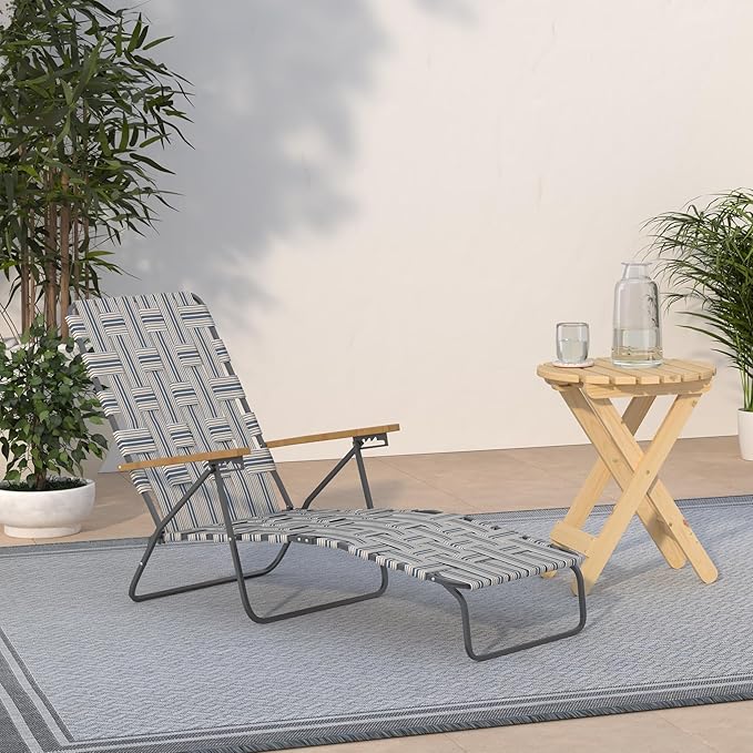 Camp &amp GO 4-Position Folding Web Lawn Chair Outdoor Lounger Multi