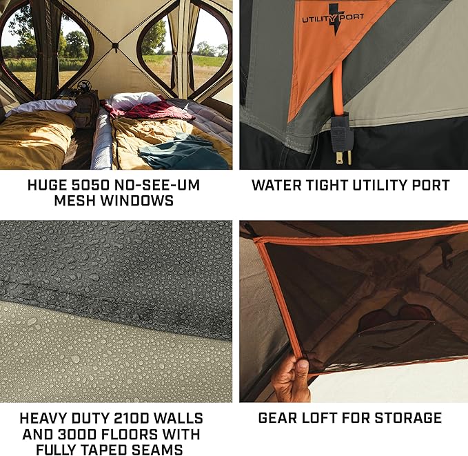 Bushnell Tent | Instant Pop Up 3P / 4P/ 6P / 8P Hub Style Tents | Best Pop Up Tent for Camping Hiking Family Camping Hunting Fishing and Basecamp