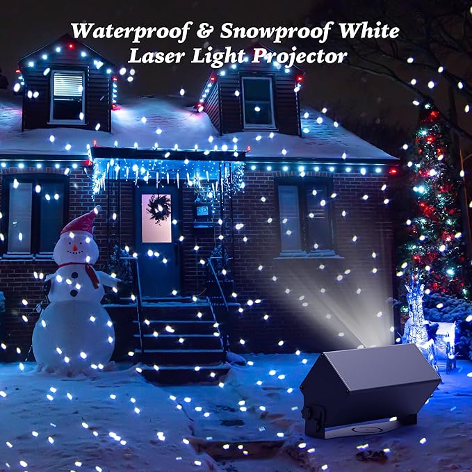 Outdoor Star Lights Projector AIRIVO White Laser Fairy Lights Projector Christmas Snowflake Projector 3 Lighting Modes Garden Light with Remote Control for Home PatioLandscape