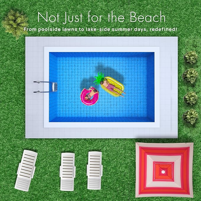 Premium Beach Cabana - Umbrellissimo Pink Ombre. Includes sand anchor canvas with designer prints &amp fringe finishes sand pockets pegs matching carry bag. Easy set up 6.6'x6.6' of cool UPF50+ s