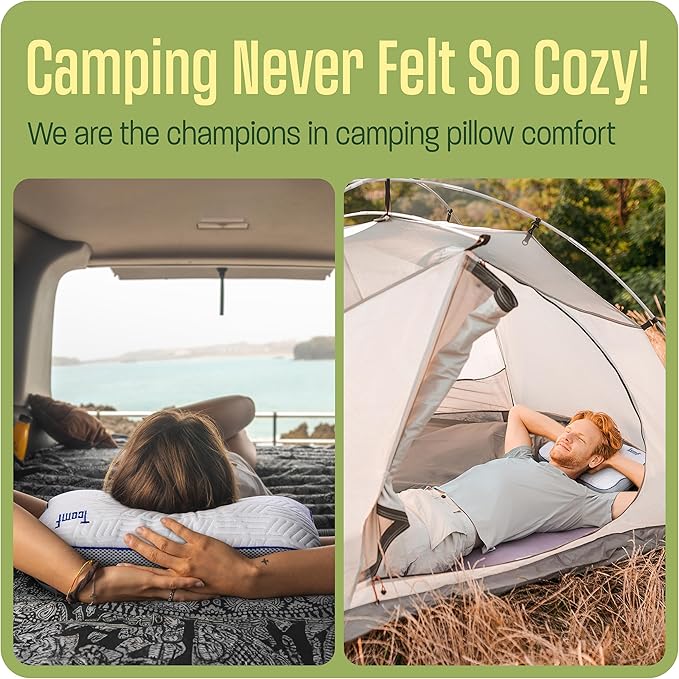 Camping Pillow: Dual Cover Memory Foam Travel Pillow Medium Firm Camp Pillow Camping Pillows for Sleeping 5 Layers for Support Small Travel PillowSmall Portable Pillow 10x16 Inches (White)