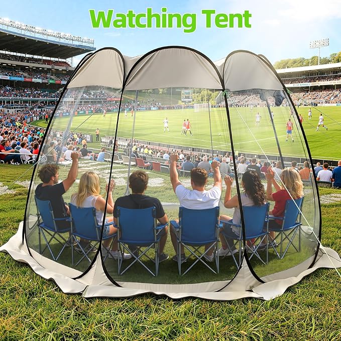 YOXIER 8-Person Instant Pop Up Tent for Parties - Weather Proof Bubble Tent Dome with Vents - Large Outdoor Camping Shelter &amp Beach Shade Carpas para Patio &amp Pop Up Canopy Alternative Khaki