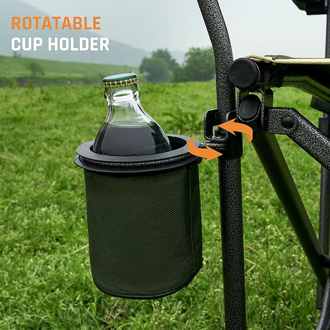Folding Camping Chairs for Adults Heavy Duty Plus Size Camping Chairs 400 lb Steel Frame Metal Arm Lawn Chairs with Cup Holder Extra Large Camp Chair for Outdoor Sports Green 4 Pack (2 Pack x 2)